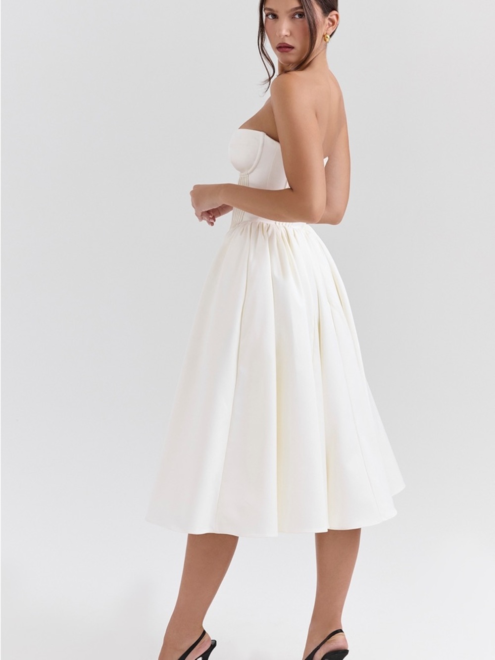 House of CB Strapless Ivory Corset Midi Dress - Picture 6 of 9